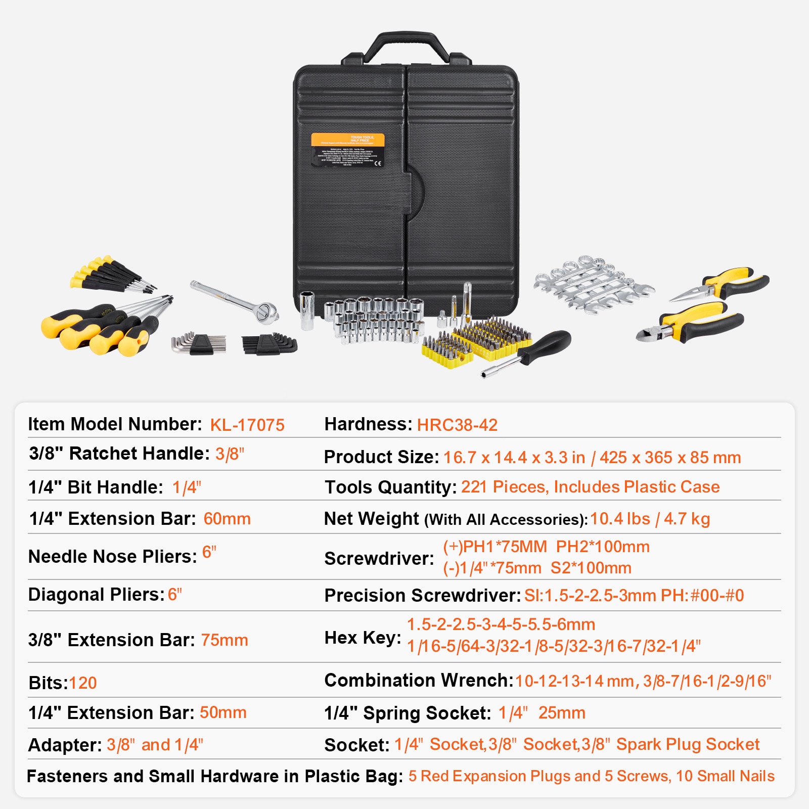 Comprehensive Mechanics Tool Set 221-piece Socket And Wrench Kit_voghion.com